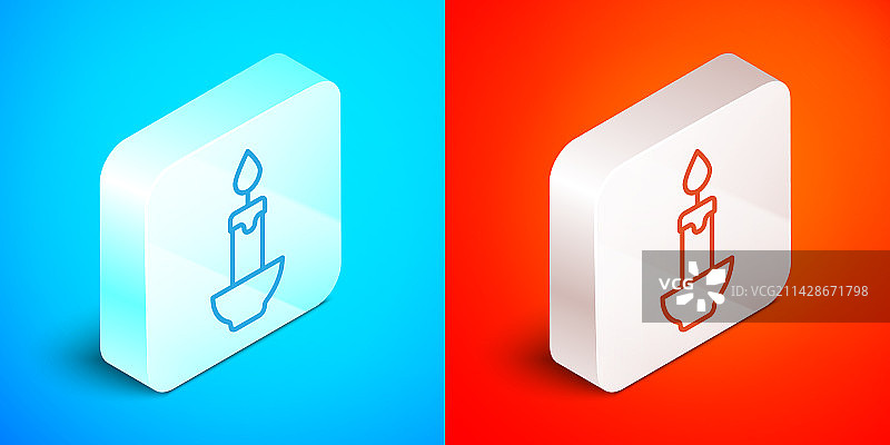 2.5D线条燃烧的蜡烛图标图片素材