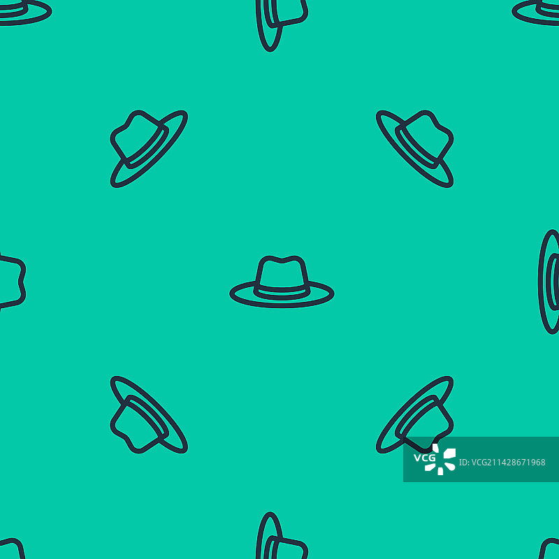 蓝色线条带丝带的男士帽子图标图片素材