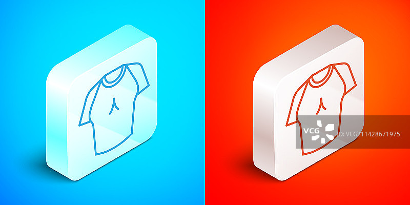 2.5D线条T恤图标，蓝色背景图片素材