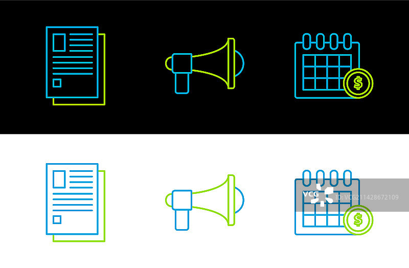 金融日历和文件图标系列图片素材