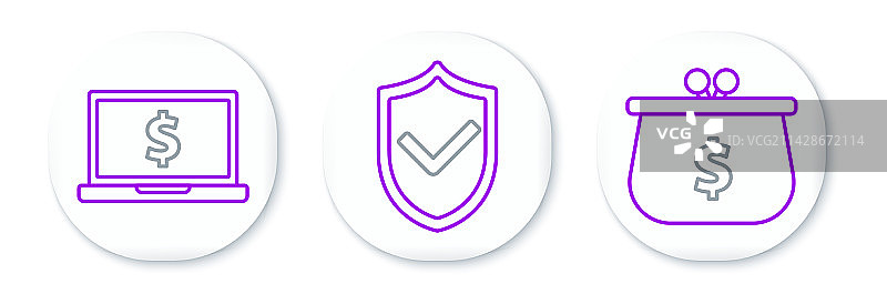 带美元符号和笔记本电脑的钱包图标图片素材