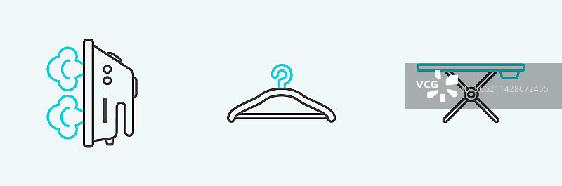 熨衣板电熨斗和衣架线条图片素材