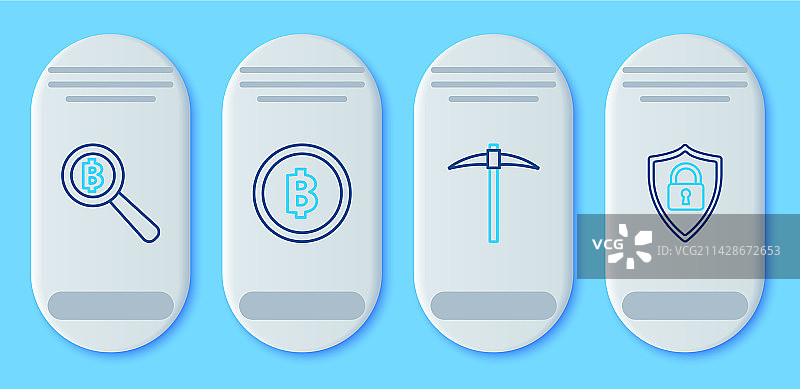 加密货币比特币金币与镐图片素材