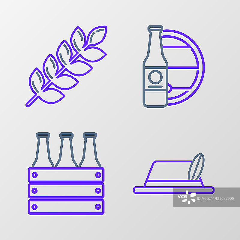 啤酒瓶上的啤酒节帽子系列图片素材