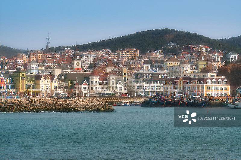 大连老虎滩渔人码头图片素材
