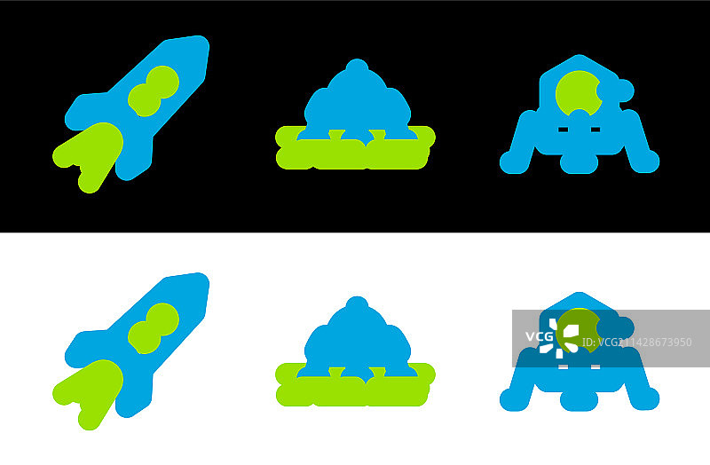 火星探测器火箭火焰线稿图片素材