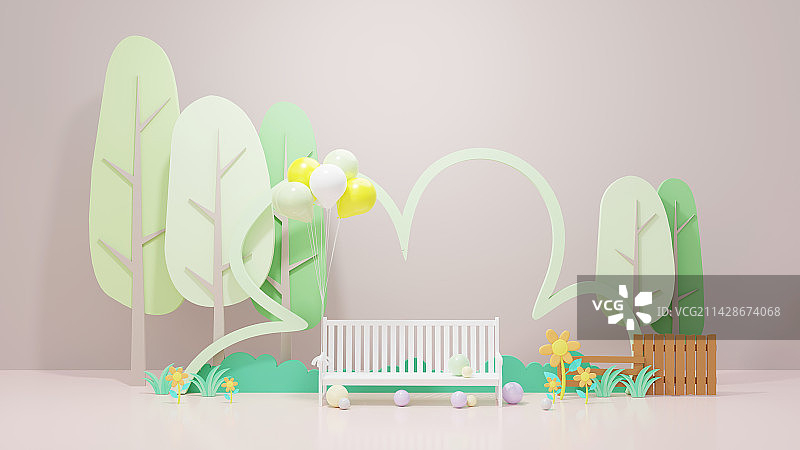 3D春天公园背景图片素材