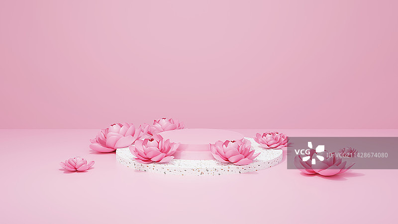 3D粉色女性产品营销展台图片素材