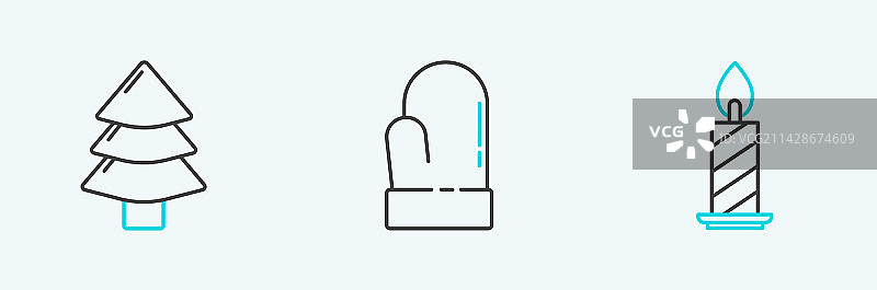 圣诞烛台中燃烧的蜡烛线条图片素材