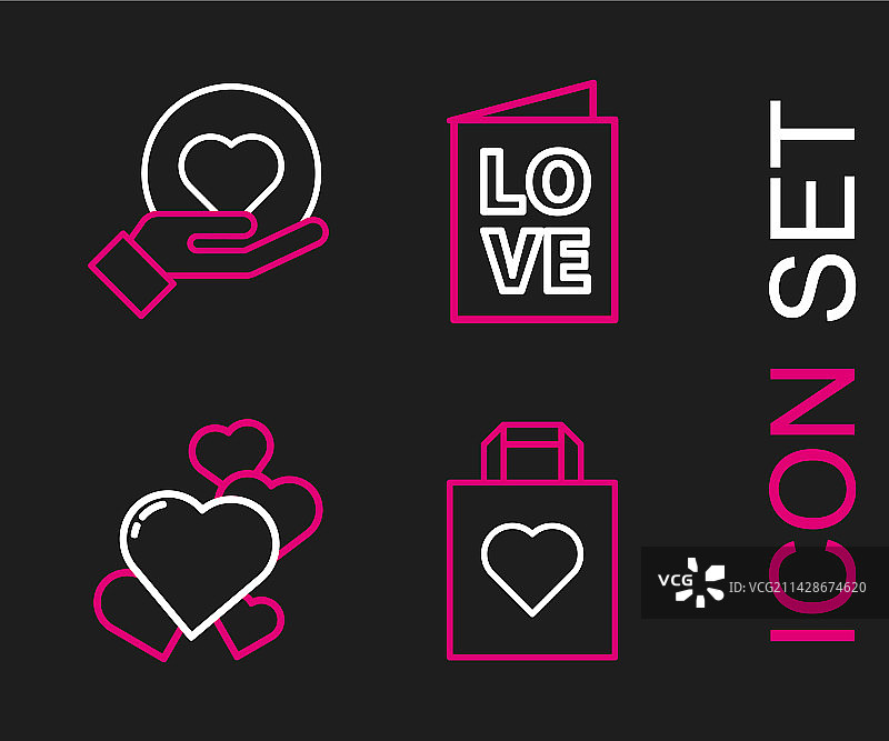 带爱心图案的购物袋线条图片素材