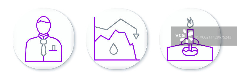 带火焰的石油钻井平台与商人或股票图片素材
