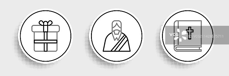 圣经礼品盒与耶稣图标图片素材