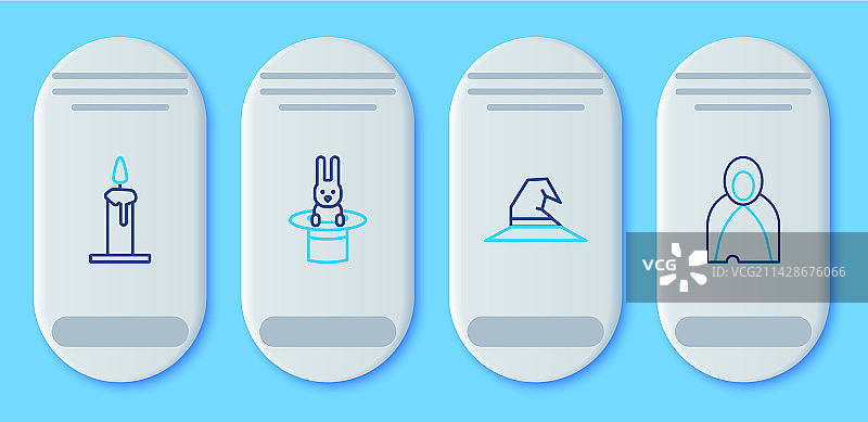 魔术师帽子和兔子女巫燃烧线条设计图片素材