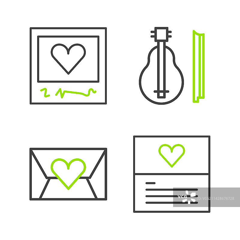 线条贺卡信封与情人节图片素材