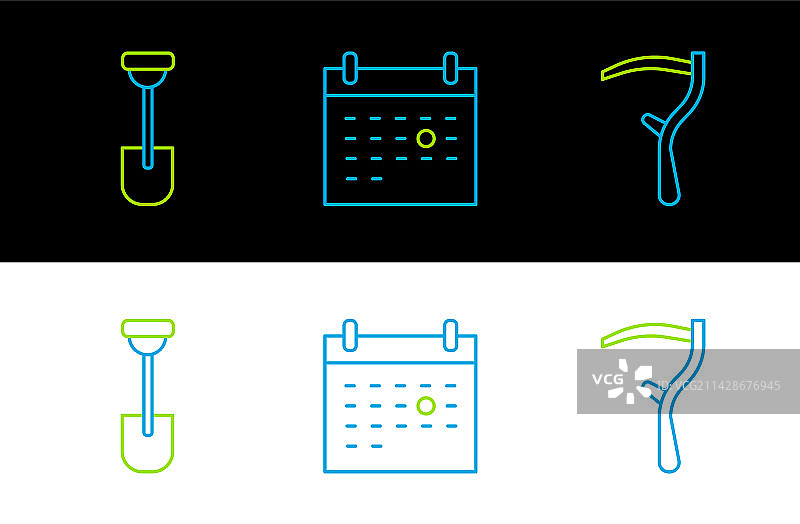镰刀、铁锹、日历死亡图标图片素材