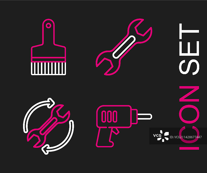 线路、电钻、扳手和箭头图片素材