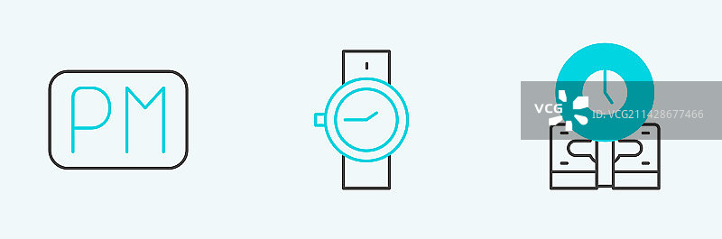 线条组合：时间就是金钱、白天和手表图片素材