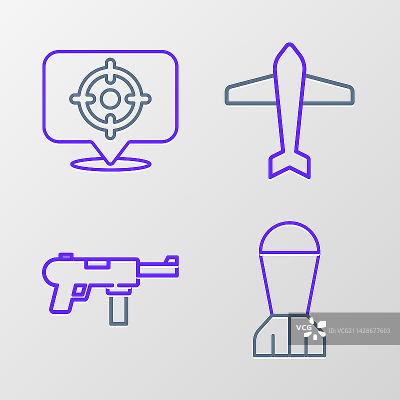 航空炸弹M3式冲锋枪喷气机banner套装图片素材