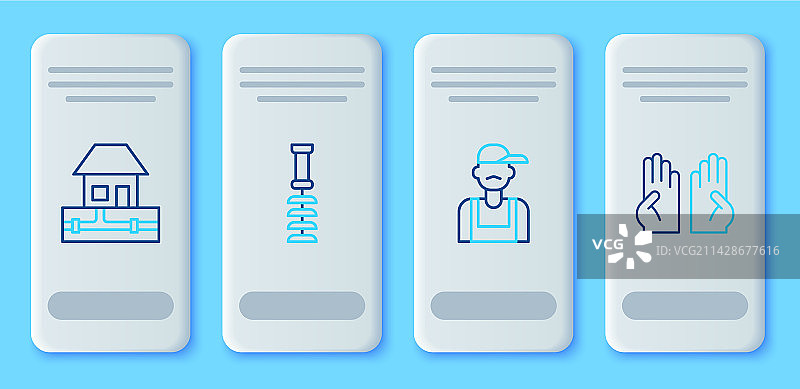 卫浴洁具系列：马桶刷、水管工和供水管道图片素材