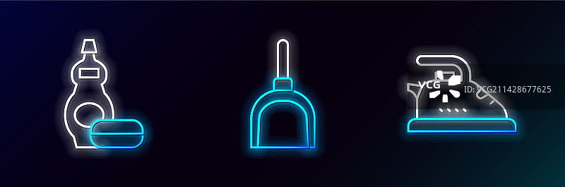 电熨斗洗洁精瓶子线条组合图片素材