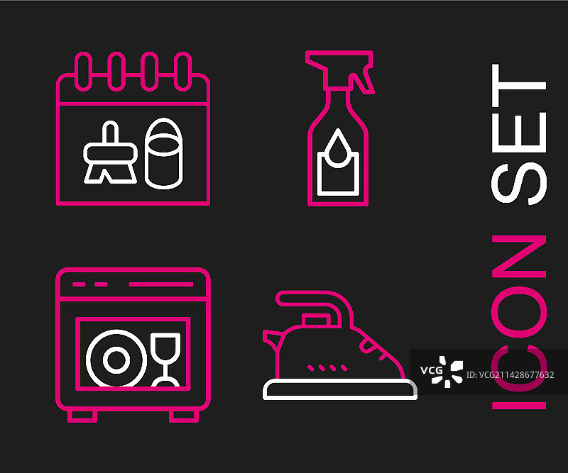 电熨斗和洗碗机线条设计图片素材