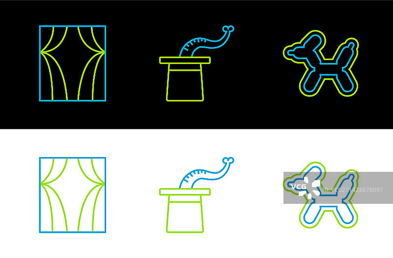 线条气球狗、马戏团帷幕升起图片素材
