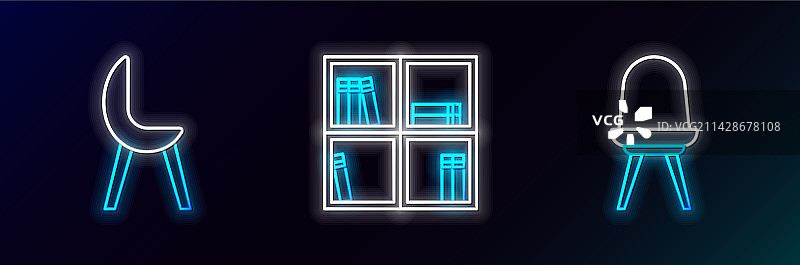 椅子、扶手椅与书架图标图片素材