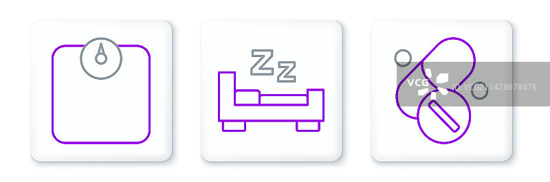 维生素药丸、体重秤与时间图片素材