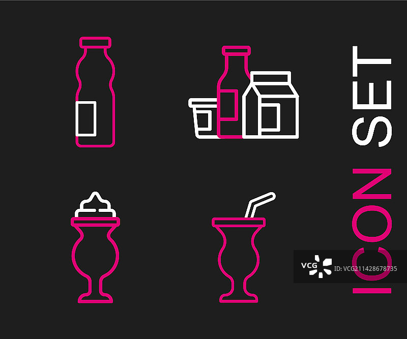 奶昔产品和饮用型酸奶线条图案图片素材