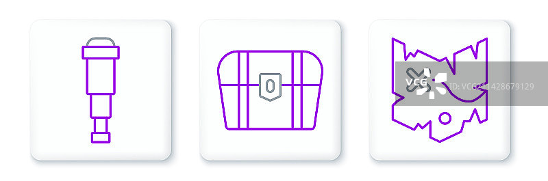 海盗藏宝图和望远镜图片素材