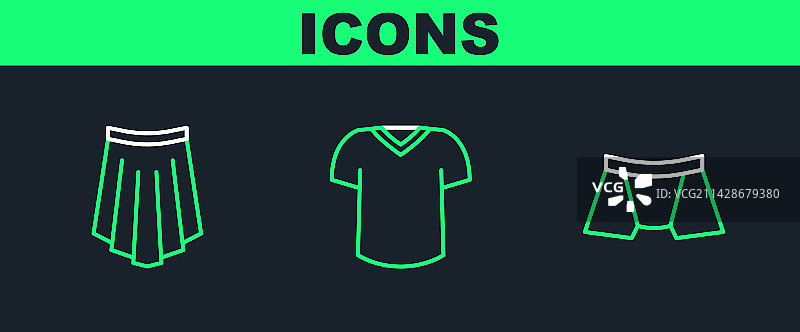 男士内裤、裙子和T恤图标图片素材