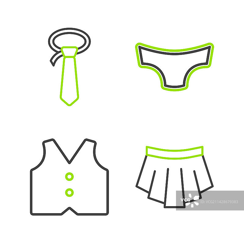 线条套装：裙子、男士马甲、内裤和领带图片素材