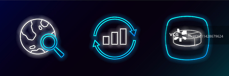 线性饼图信息图与搜索地球图片素材