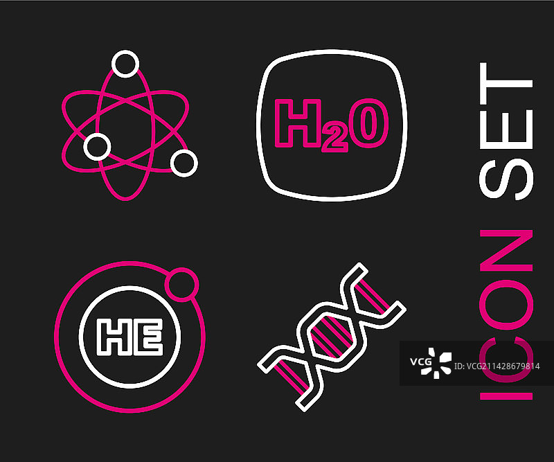 DNA符号、氦气化学式H2O图片素材