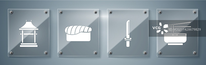 碗里的亚洲面条和日式筷子合集图片素材