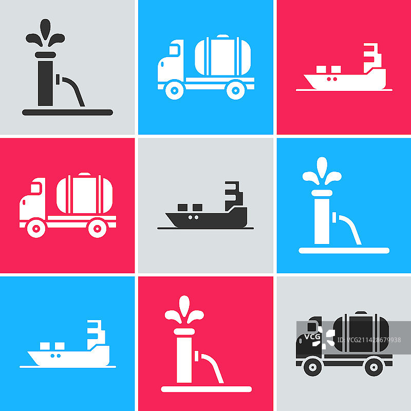 油泵或抽油机、油罐车和石油图片素材