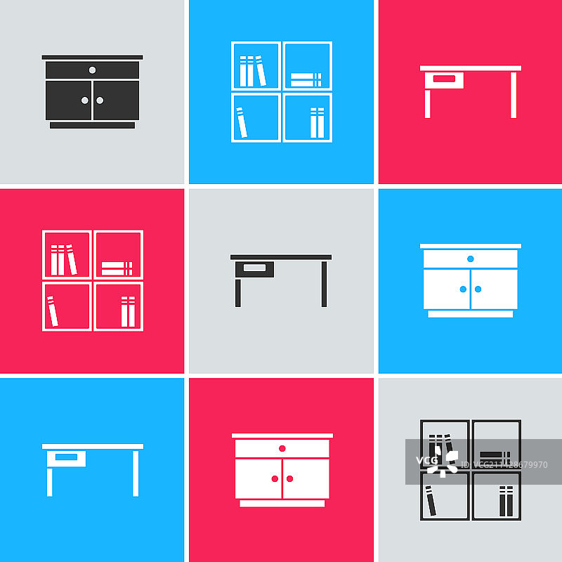 家具套装：带书架的床头柜图片素材