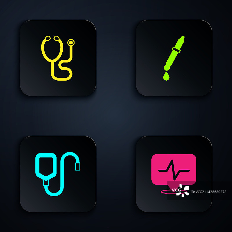 心率、听诊器、输液袋和移液器图片素材