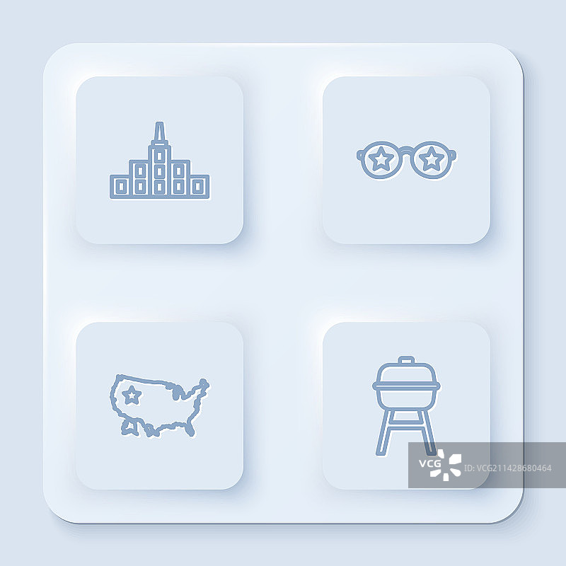 城市景观带星星的眼镜美国线条图片素材