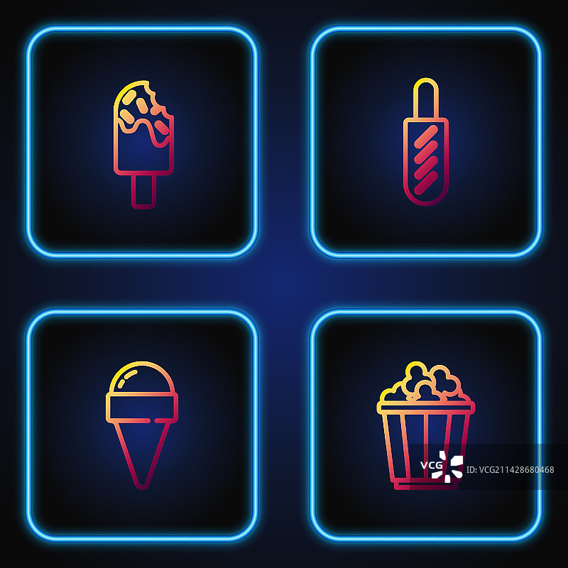 爆米花盒、冰淇淋蛋卷组合图片素材