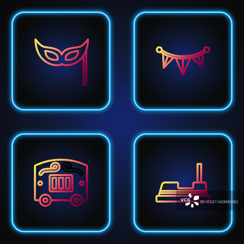 碰碰车、马戏篷车和节日面具图片素材