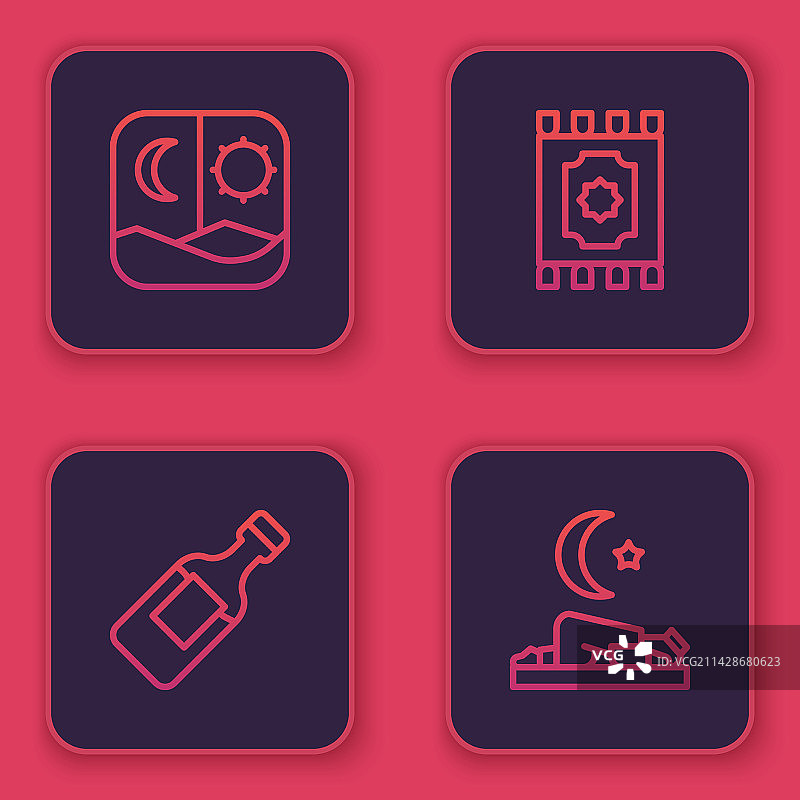 斋月禁食矿泉水瓶线条组合图片素材