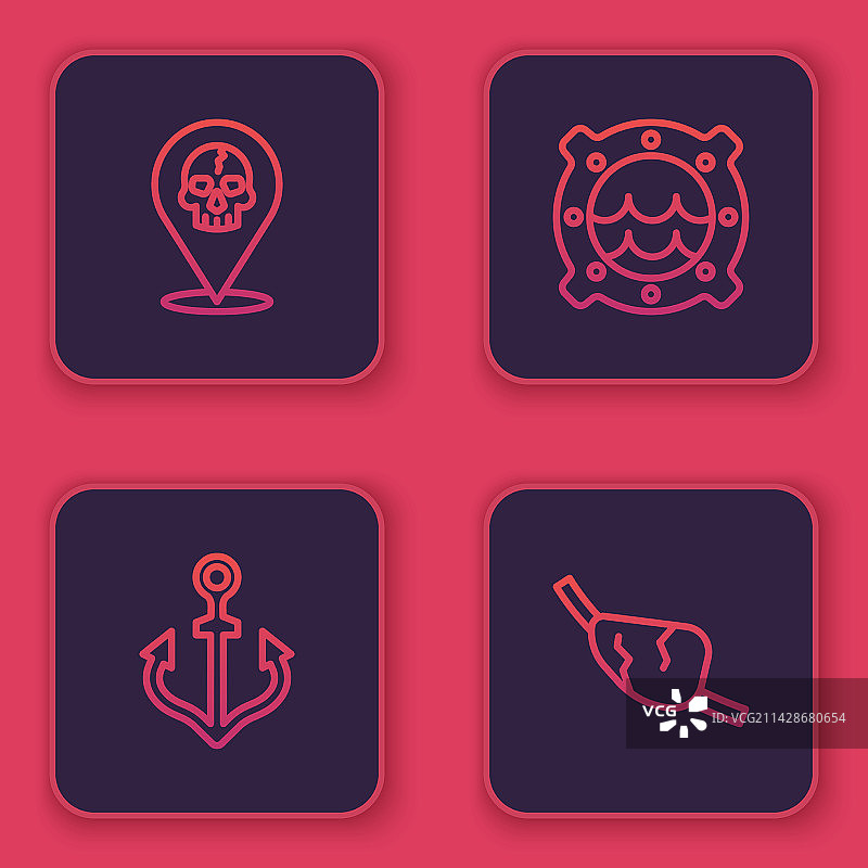 海盗船锚船舷窗线条定位图片素材