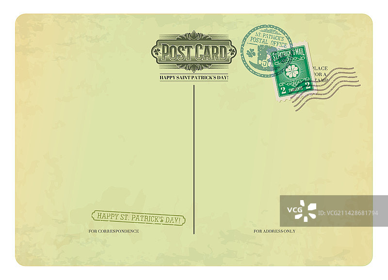 圣帕特里克节古董明信片邮票图片素材