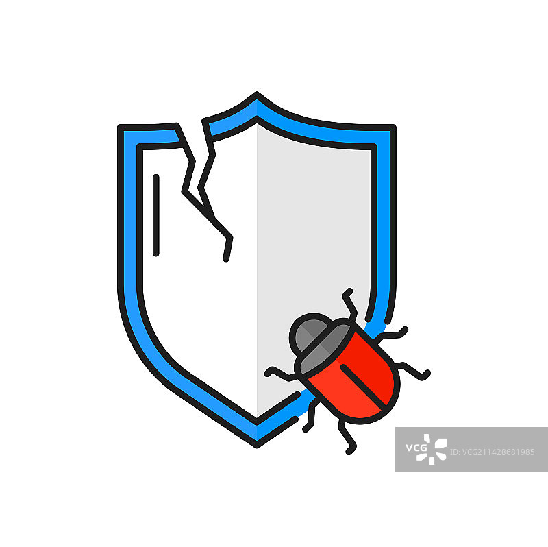 电脑安全漏洞线形图标图片素材