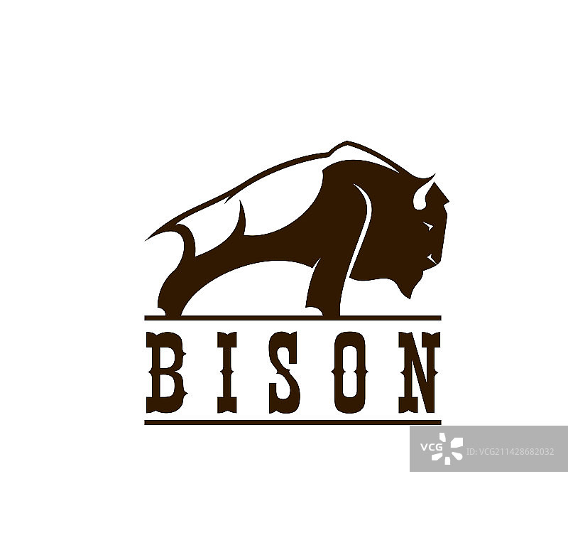 狂野西部野牛图标或动物符号图片素材