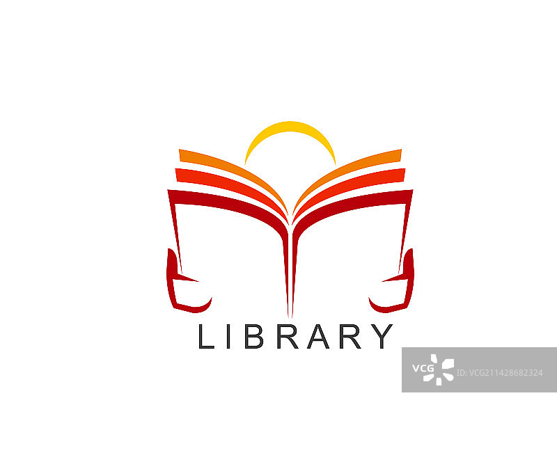 图书馆书籍阅读抽象图标或标志图片素材