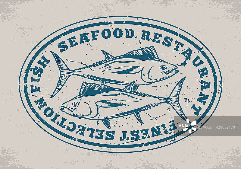 复古单色鱼餐厅标签图片素材