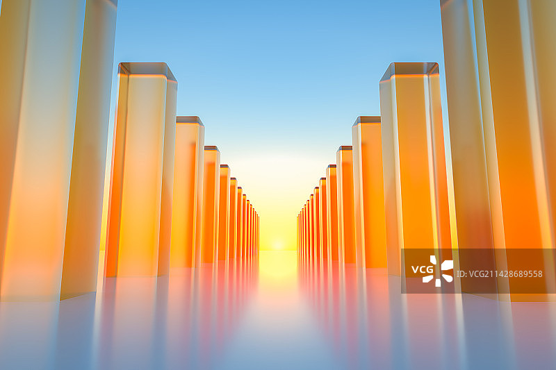 玻璃隧道空间背景3D渲染图片素材