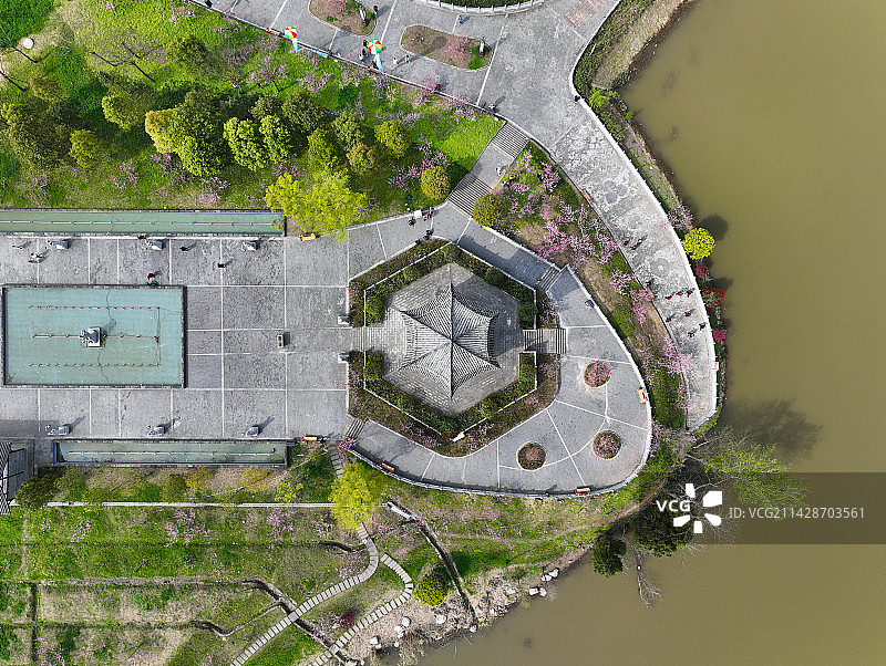 四川省南充市西充县桃博园2023年西充县第十一届桃花季航拍图片素材